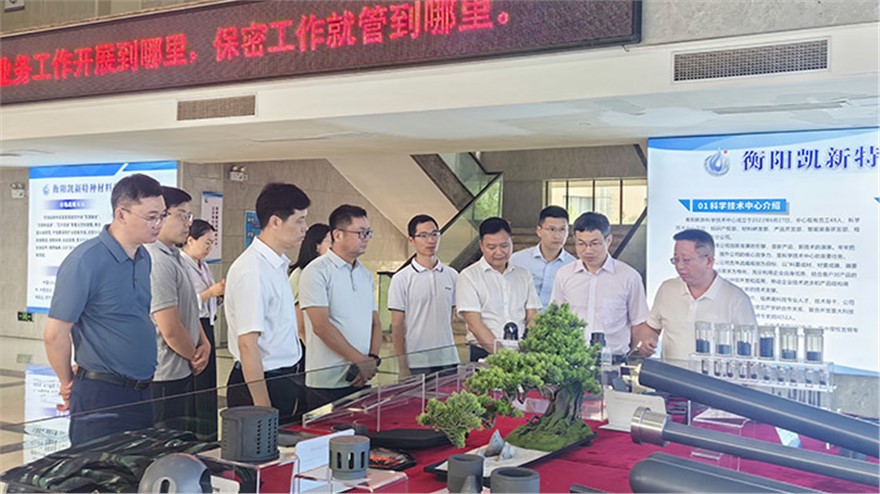湖南省科技廳領導蒞臨衡陽凱新特種材料科技有限公司進行調研